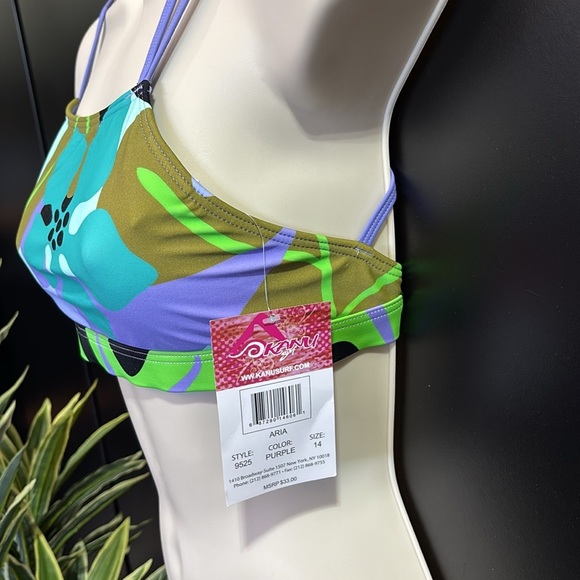 Kanu UPF 50-+ Swim top, strappy X back, geometric print - Picture 2 of 8